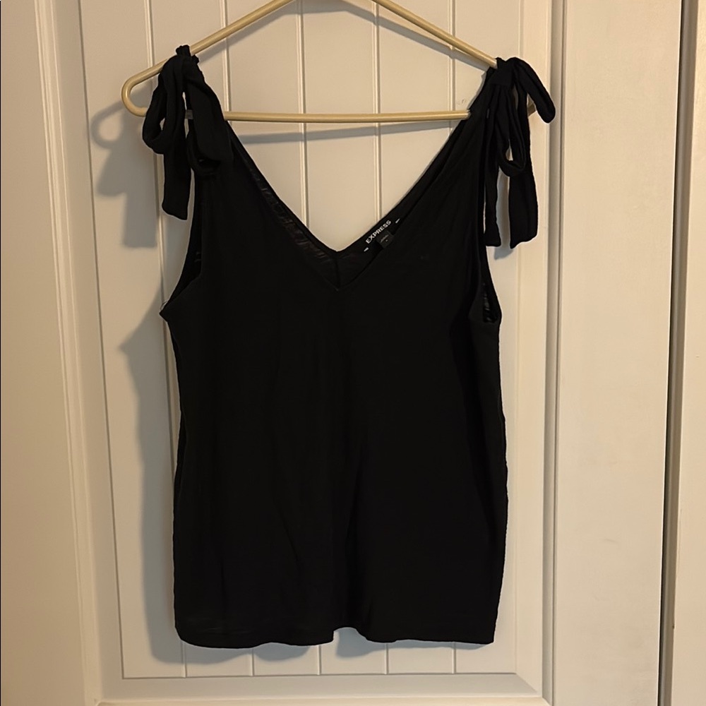 Express Black V-Neck Tank Top with Tie Straps